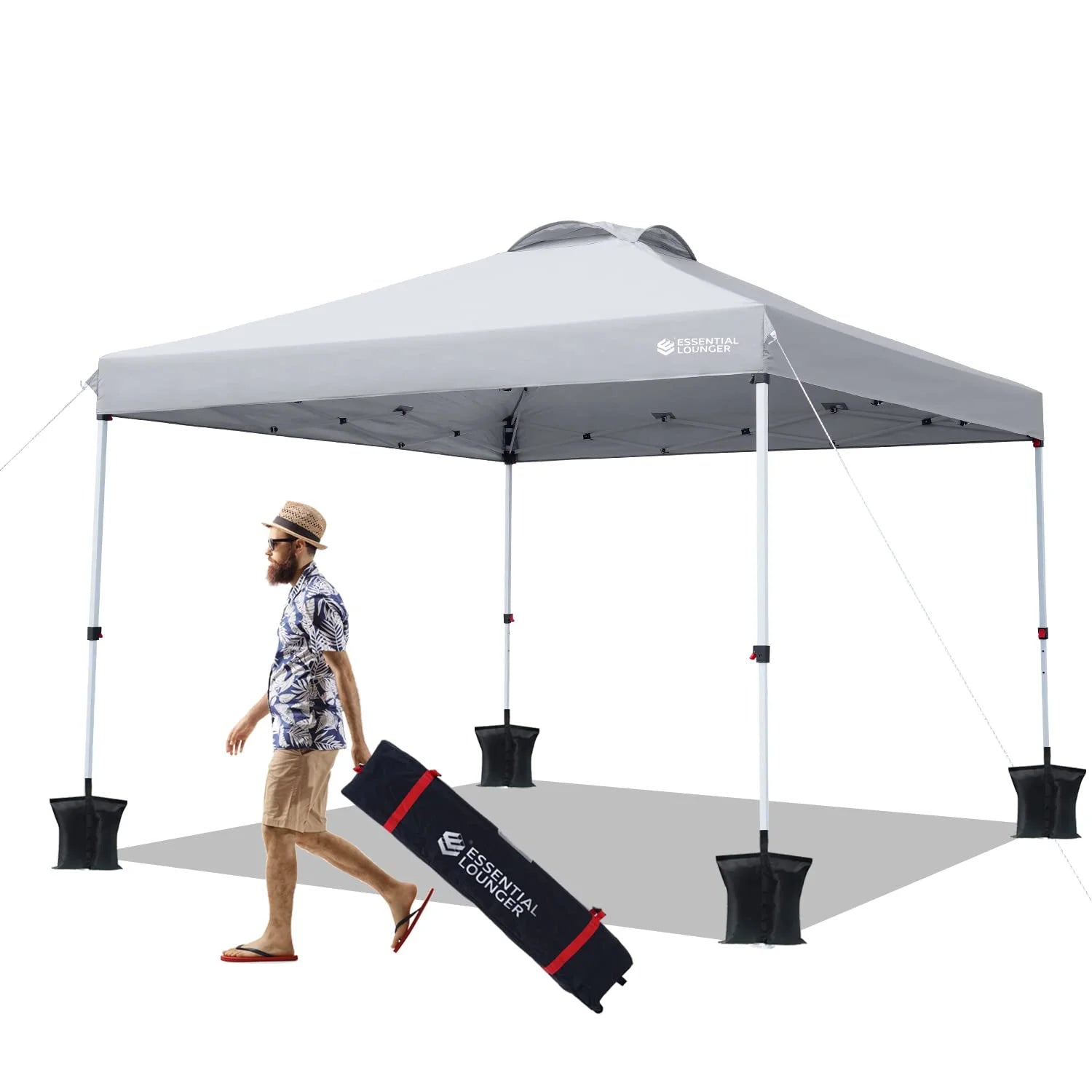 Grey 10x10ft Pop Up Outdoor Canopy Tent with Wheeled Carrying Bag I423