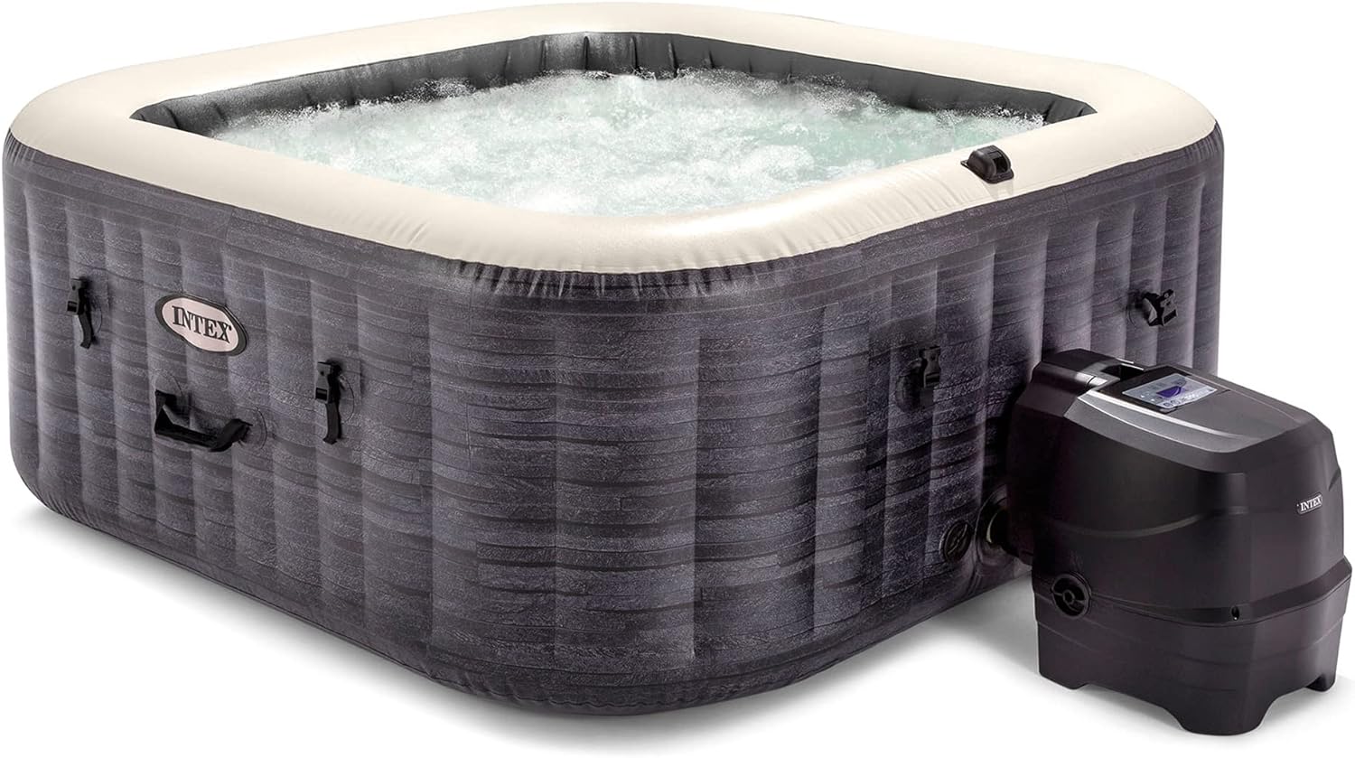 83x28" Inflatable Square Hot Tub Spa with LED Light Strip D519855