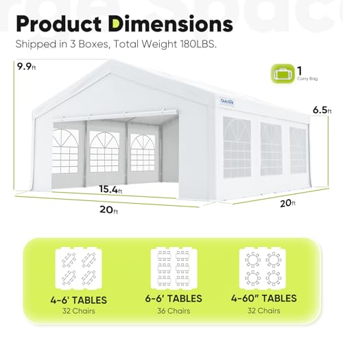 20x20 Heavy Duty Outdoor Canopy Tent with Storage Bags B885379