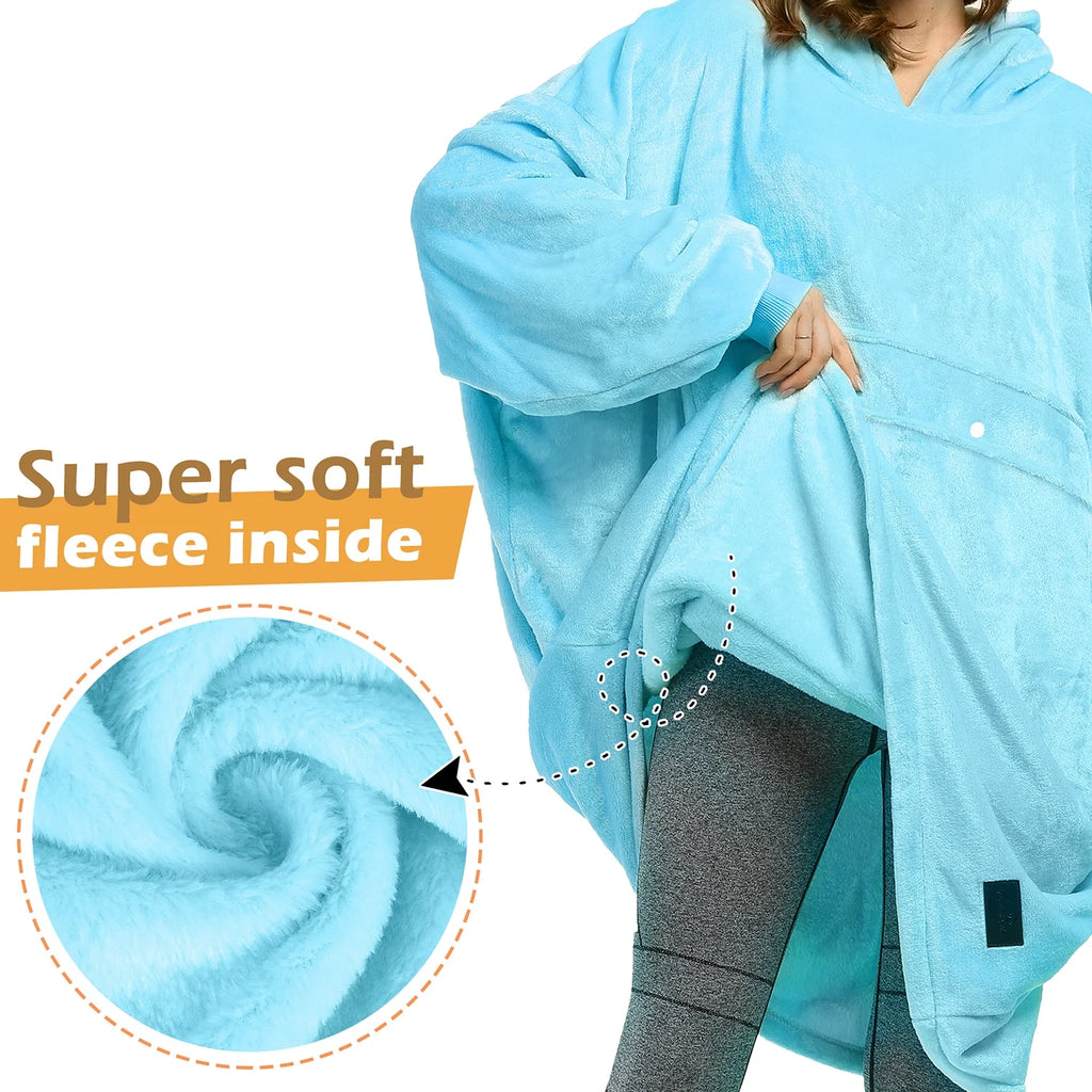 Blue Hooded Fleece Sweatshirt K35189