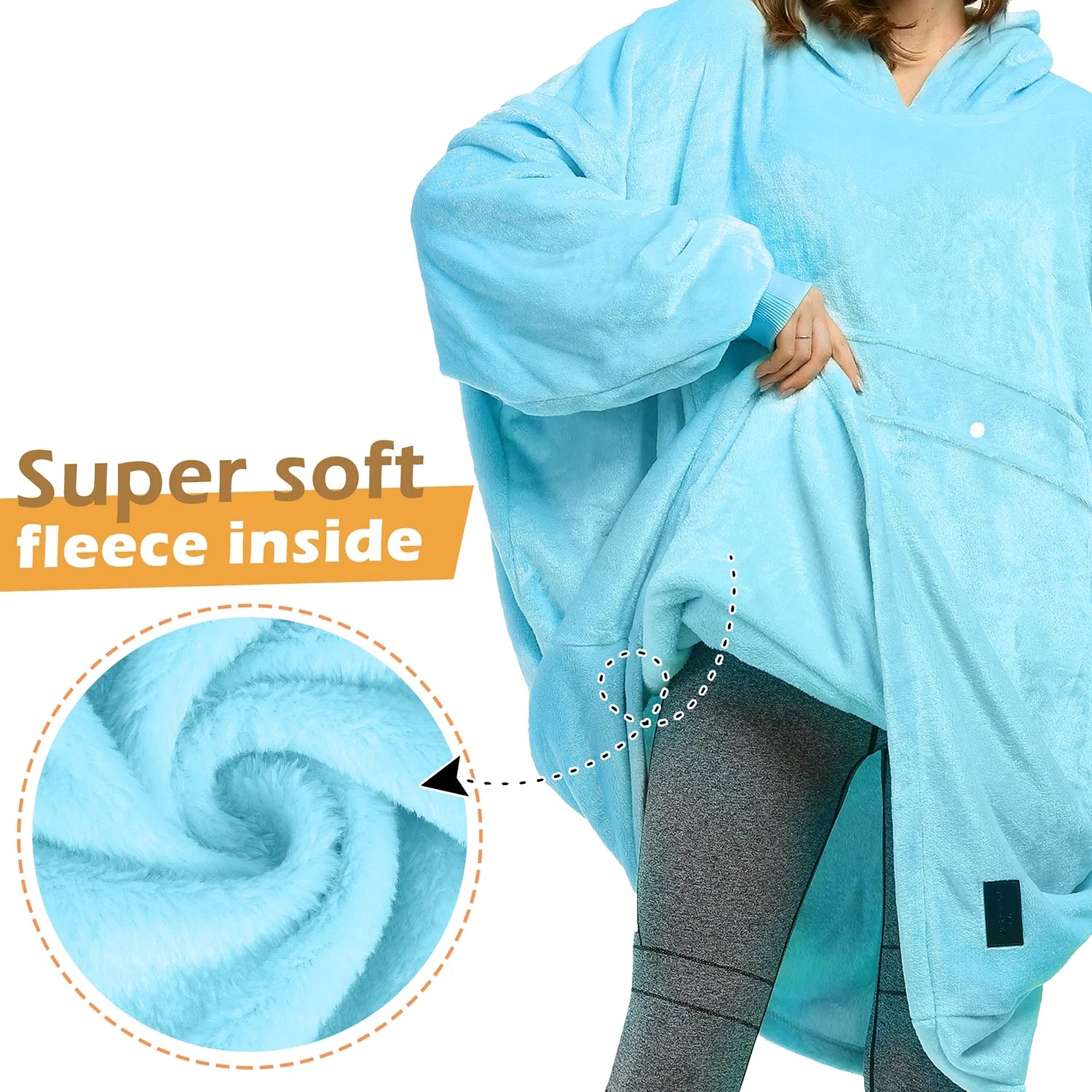 Blue Hooded Fleece Sweatshirt K35189