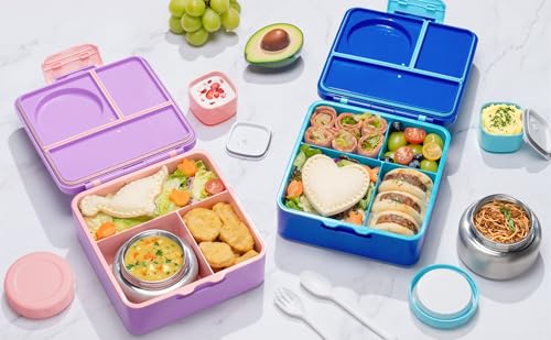 3-4 Compartment 60OZ Bento Box with Leakproof 8OZ Insulated Food Jar E540011