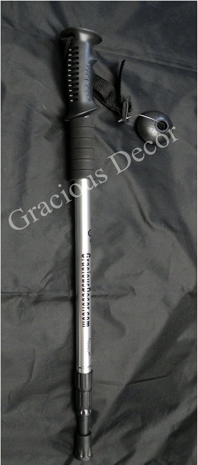 Expandable Walking Hiking Trekking Pole Cane Stick with Compass on Grip Wrist Strap S55048