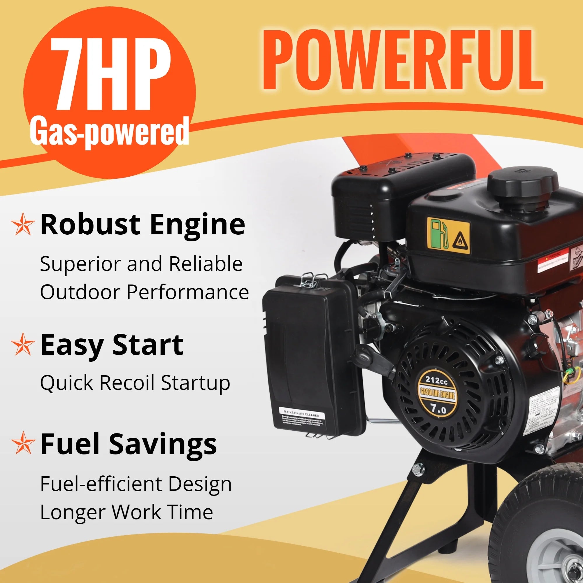7HP Gas Powered Wood Chipper Shredder Mulcher Z920342