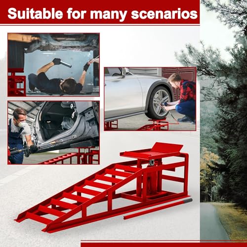 2 Pack Hydraulic Car Ramps 5T 10000lbs Low Profile Lift Height 11.61-16.21 Inches B83420