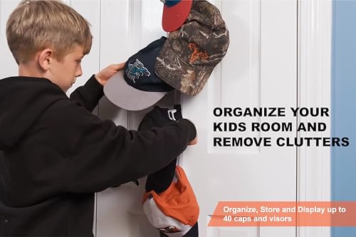 Black Over-The-Door Hat Rack Holds 18 Caps S312