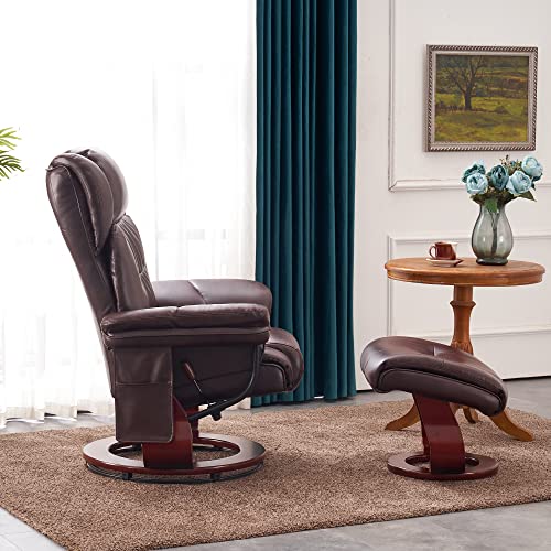 Grey Faux Leather Swivel Recliner with Ottoman I685803