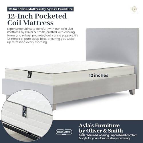 12 Inch Hybrid Twin Mattress with Pocketed Coil Spring and Cold Foam T6011