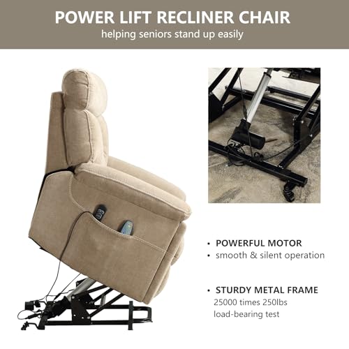 Grey Fabric Power Lift Recliner Chair with Heated Massage and USB Port S69369