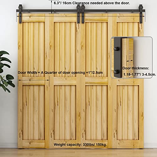 Black Track Bi-Folding Sliding Barn Door Hardware Kit E91871