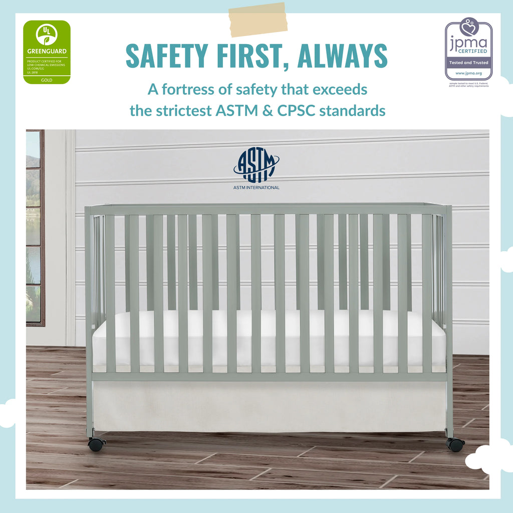 Cool Grey Full-Size Folding Crib R29005