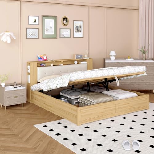 Queen Size Upholstered Platform Bed with Storage Nightstand and 6 Drawers Dresser Cabinet Z954700