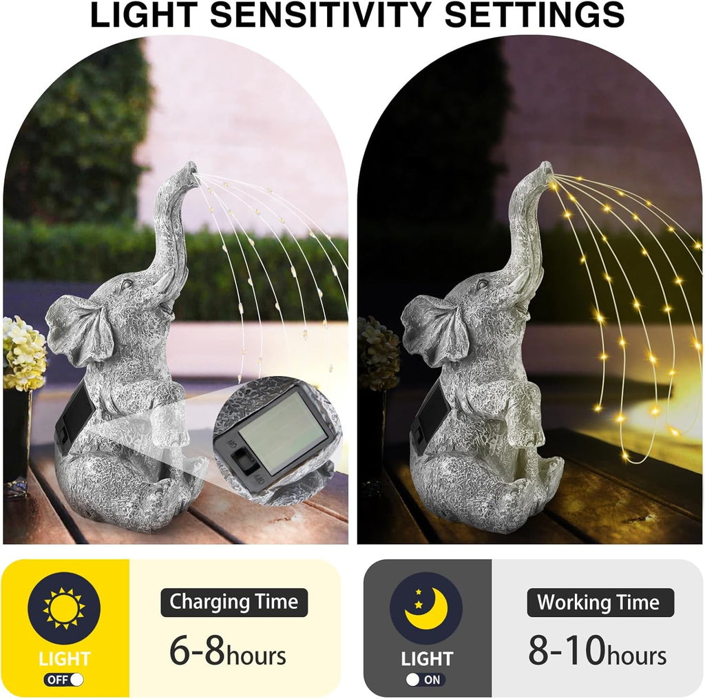 Outdoor Elephant Statue with LED Solar Lights K228027