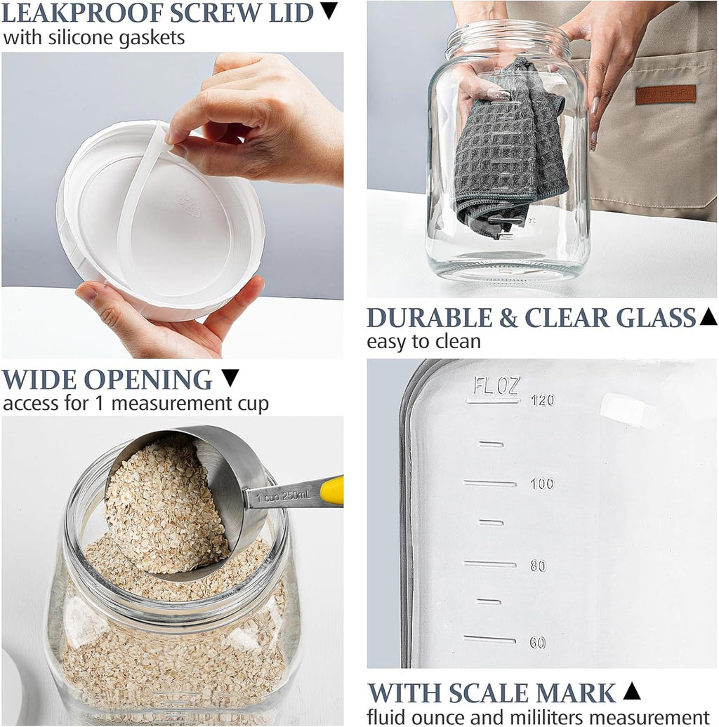 Wide Mouth 1 Gallon Clear Glass Mason Jar with Lid U116938