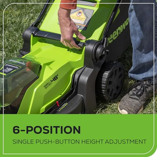 48V 17" Brushless Cordless Push Lawn Mower with 4.0Ah Batteries and Dual Port Rapid Charger R865