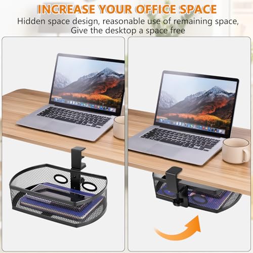 Square-Black Alloy Steel Under Desk Drawer Organizer E606