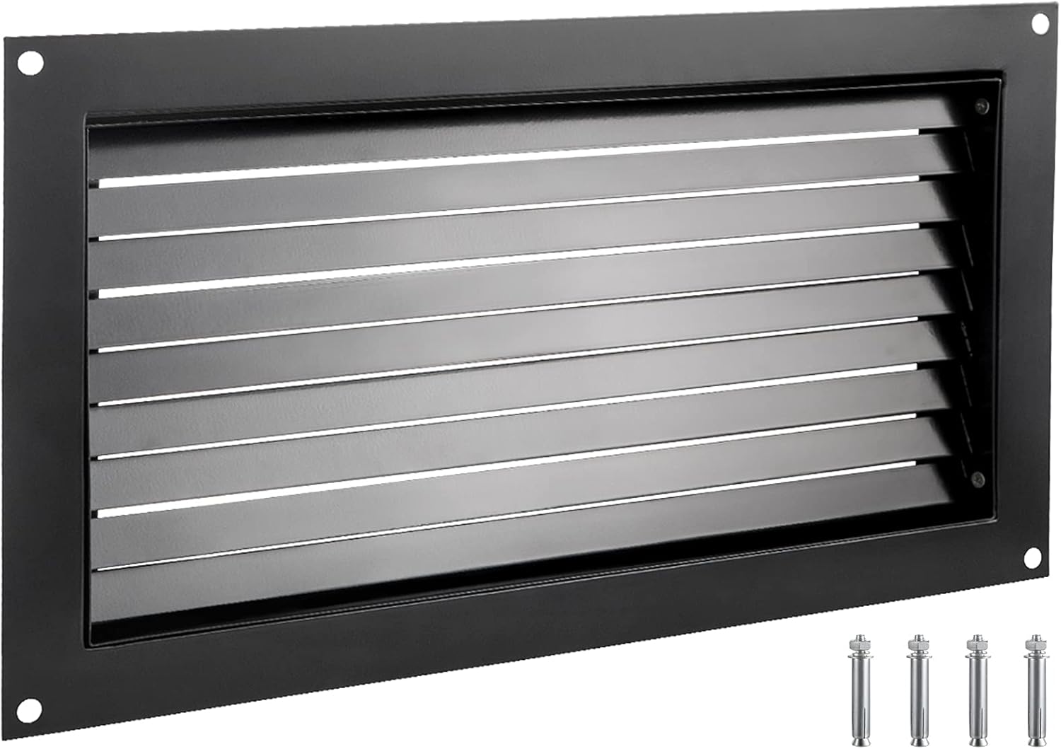Black 8" x 16" Wall Mounted Flood Vent L92118
