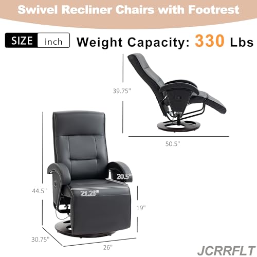 Gray Leather Swivel Recliner Chair with Adjustable Footrest T571915