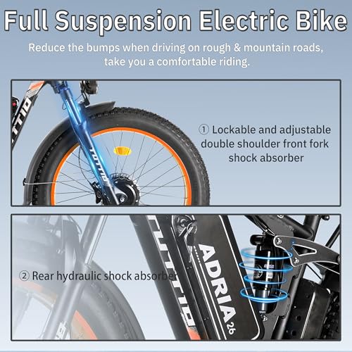 52V 30AH 26" Fat Tire Full Suspension Electric Mountain Bike T176