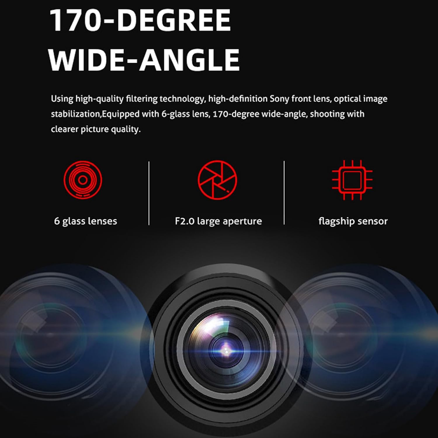 1080P FHD Front and Rear Dash Cam with 170° Wide Angle K2750