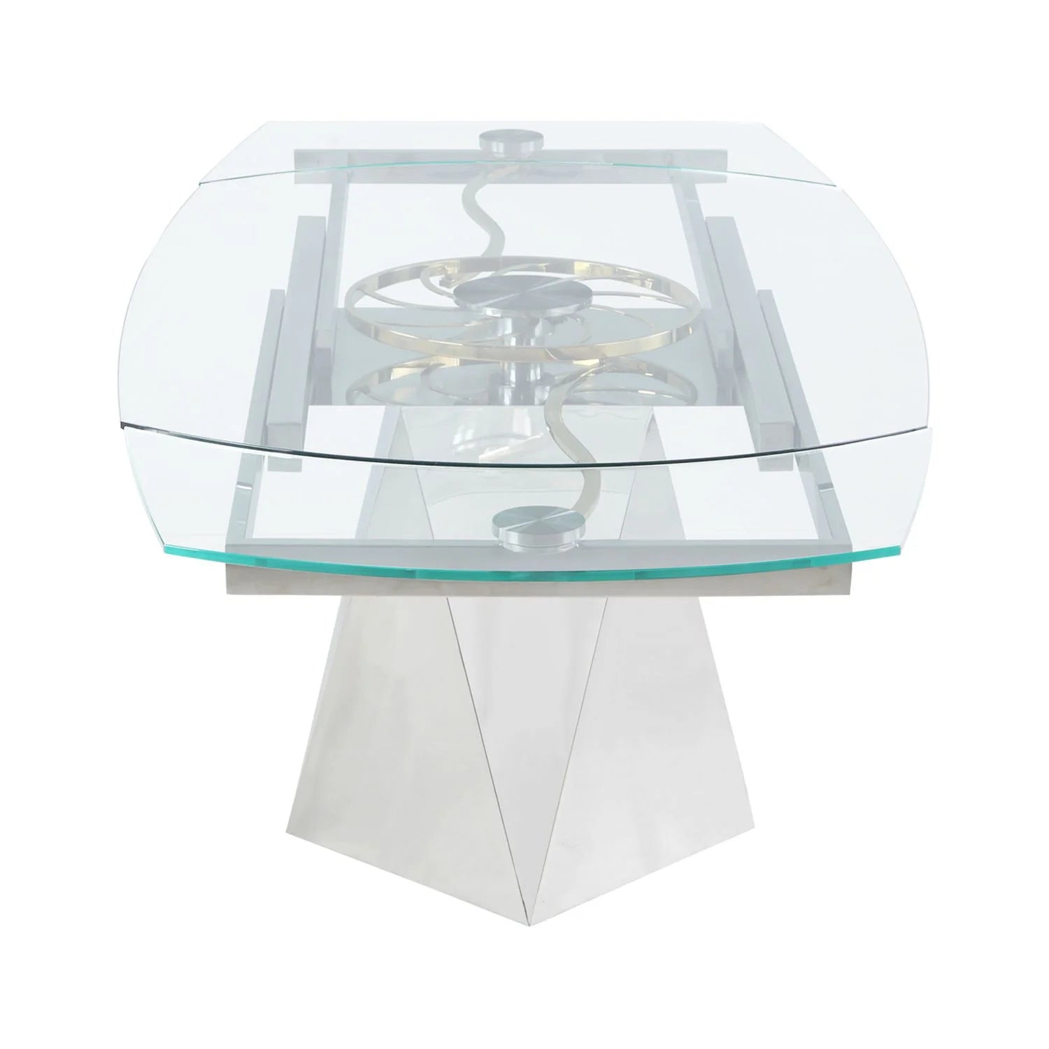 Steel and Glass Motion-Extendable Dining Table W7028