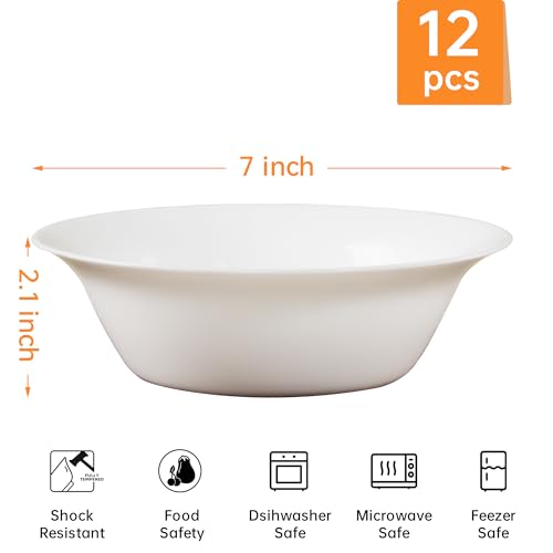 20 OZ Tempered Glass White Soup Bowls Set of 8 M669454