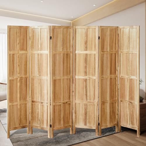 Wood 4 Panel Room Divider, 5.6 FT Tall Folding Privacy Screen P32526