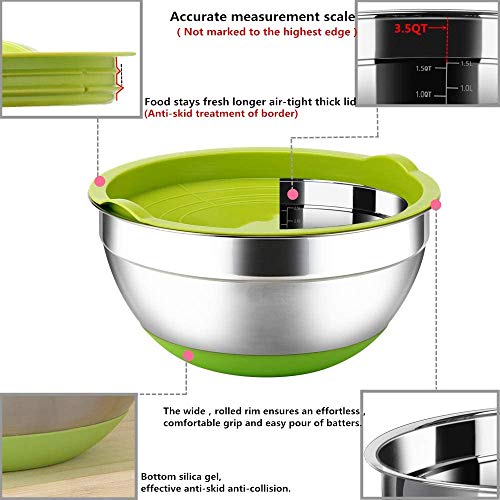 6 Piece Stainless Steel Mixing Bowls with Airtight Lids Y211