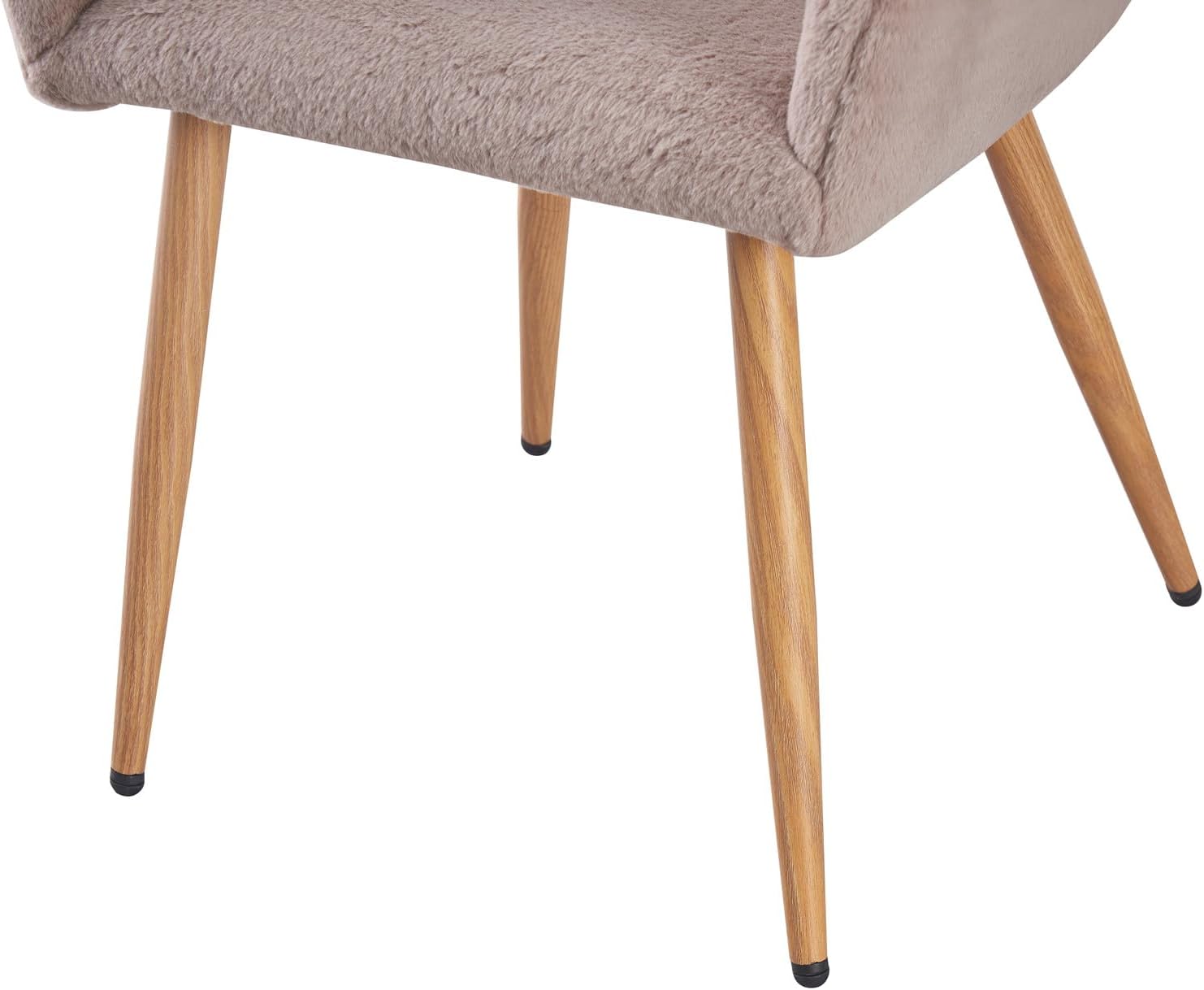 Grey Faux Fur Side Chair with Wood Metal Legs F804812