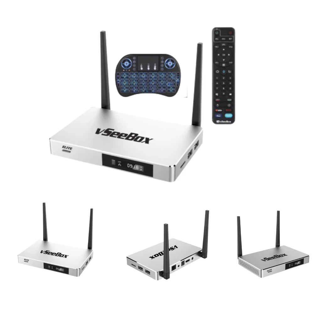 Smart Android TV Box with Voice Remote Control, Backlit Mini Keyboard and 8K HDMI Cable (4G RAM+ 128G ROM) S5205