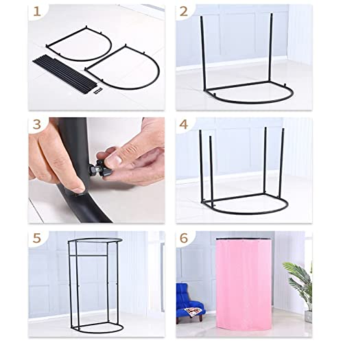 Portable Changing Room Divider with Shading Curtain - Black Frame O6837