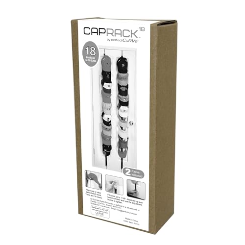 Black Over-The-Door Hat Rack Holds 18 Caps S312