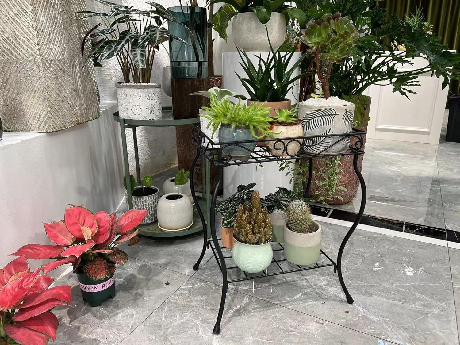18.7'' Tall Rectangular Metal Plant Stand Black I90964