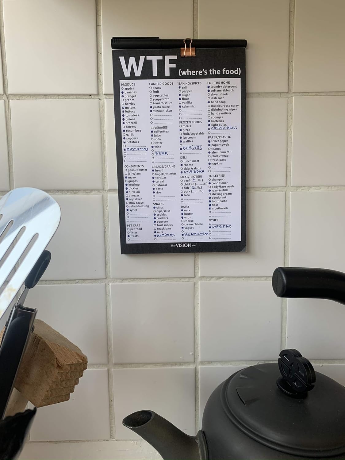 50 Sheets 8.5" x 5.5" Grocery List Pad with Fridge Magnet P256