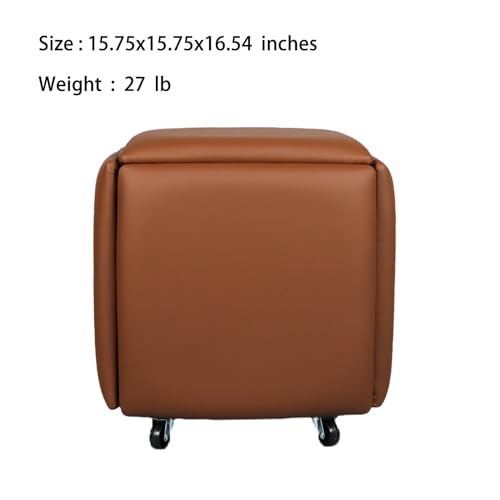 Leather Nesting Ottoman Cube Chair with Wheels Q291774