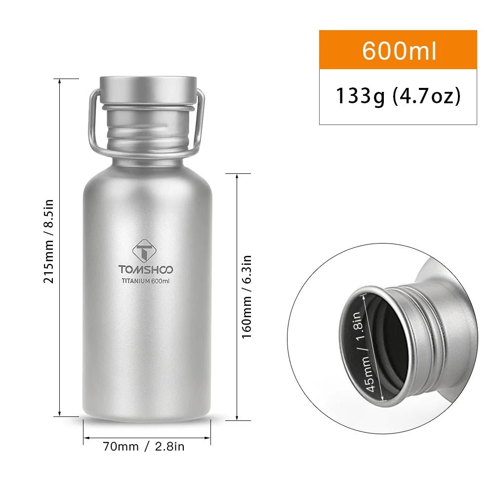 600ml Full Titanium Water Bottle with Extra Lid Ultralight I738848