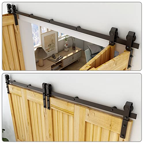 Black Track Bi-Folding Sliding Barn Door Hardware Kit E91871
