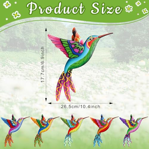 6Pcs Metal Hummingbird Wall Art Decor Colorful Birds Hanging Sculptures H1947