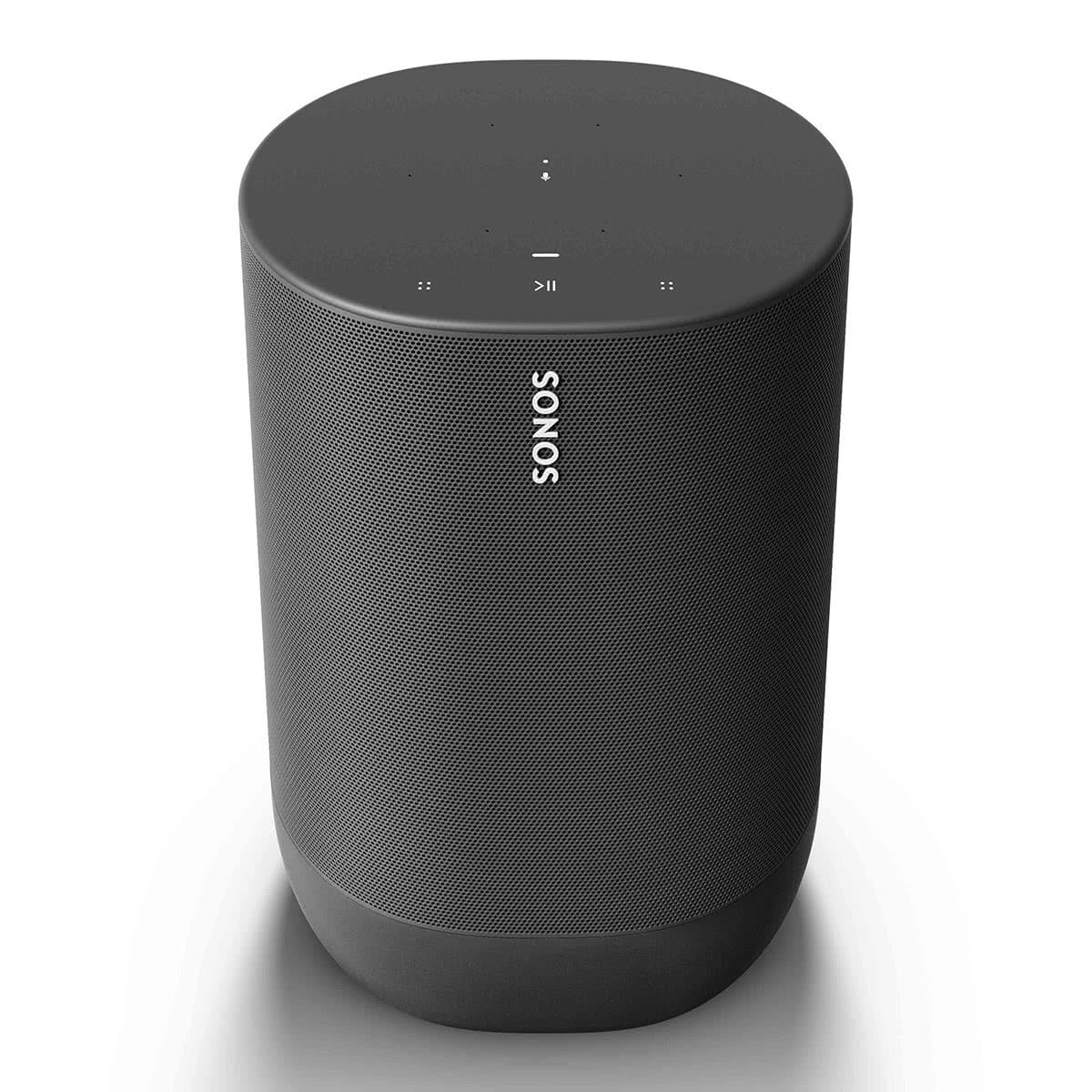 Black Portable Smart Battery-Powered Speaker with Bluetooth and Wi-Fi Y52745