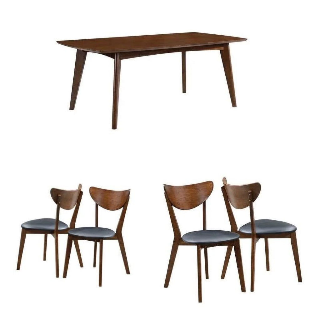 5 Piece Dining Table and 4-Chair Set in Dark Walnut F351