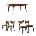 5 Piece Dining Table and 4-Chair Set in Dark Walnut F351