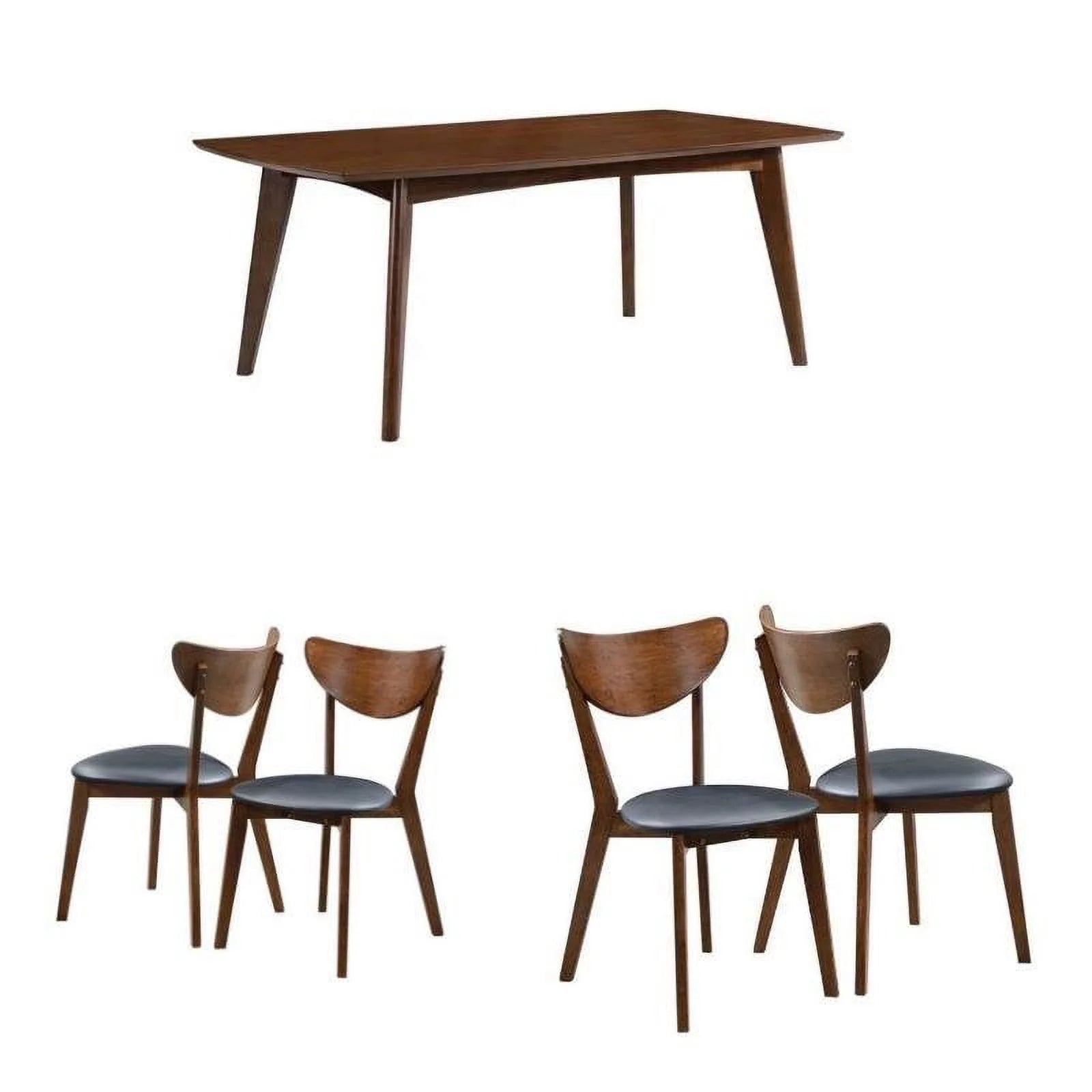5 Piece Dining Table and 4-Chair Set in Dark Walnut F351
