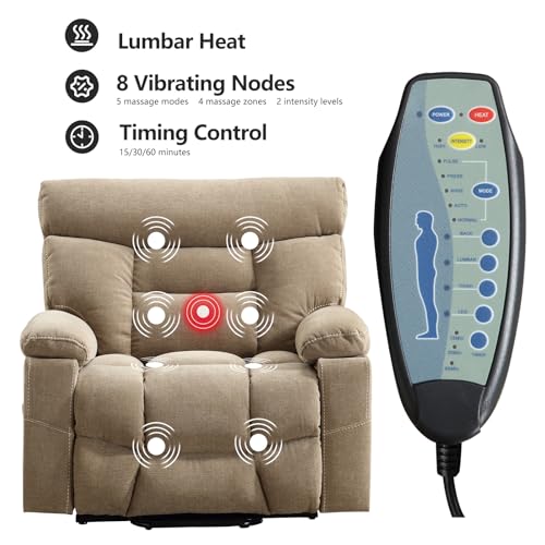 Grey Fabric Power Lift Recliner Chair with Heated Massage and USB Port S69369