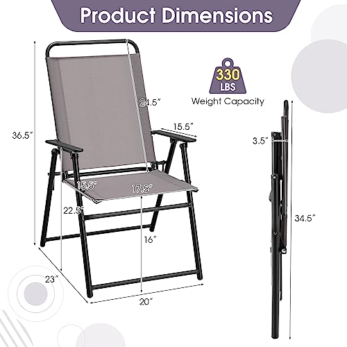 Portable Folding Chairs with Metal Frame & Armrest (4) U780821