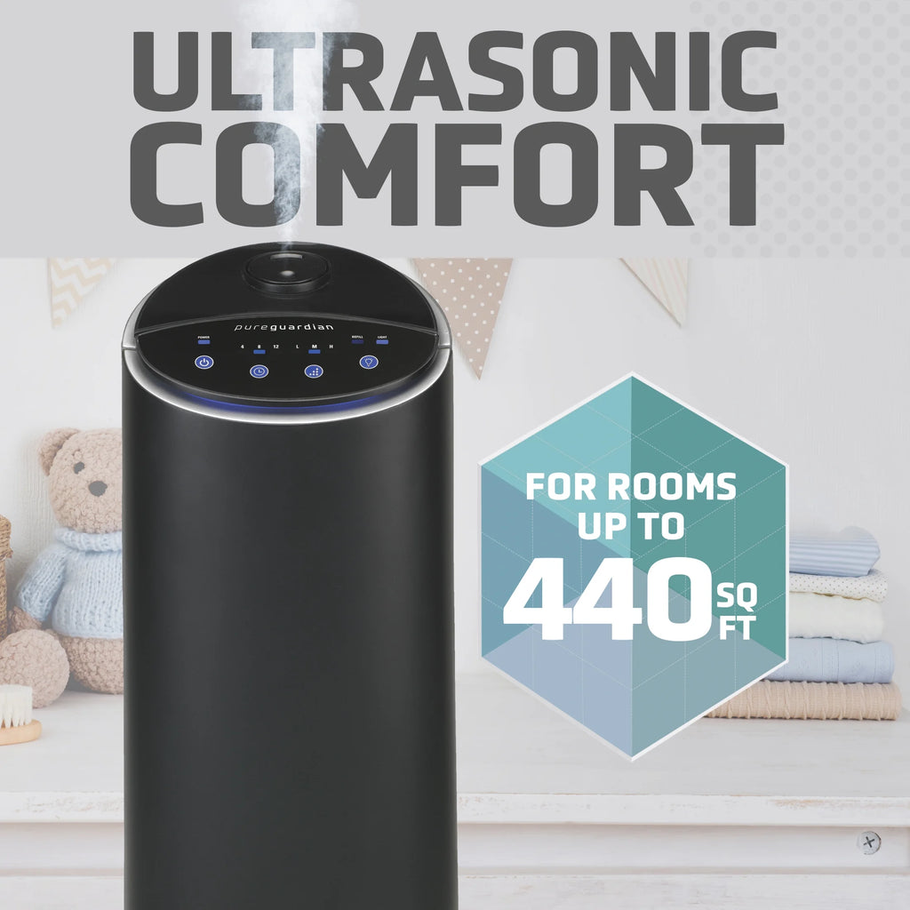 Black 1.5 Gallon Ultrasonic Cool Mist Tower Humidifier J514