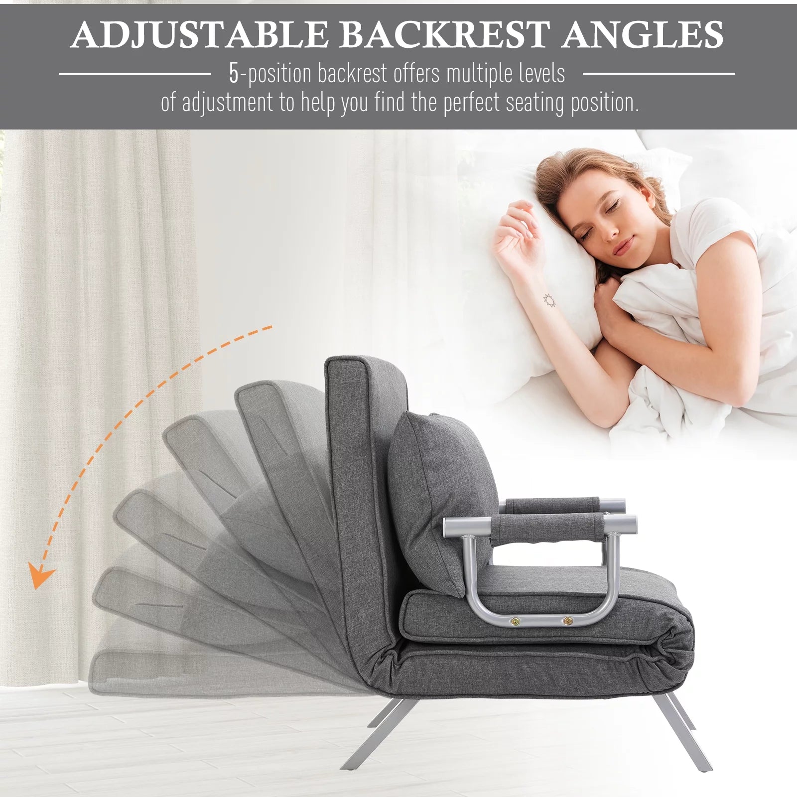 Light Grey Folding Sofa Bed Sleeper Chair U6839