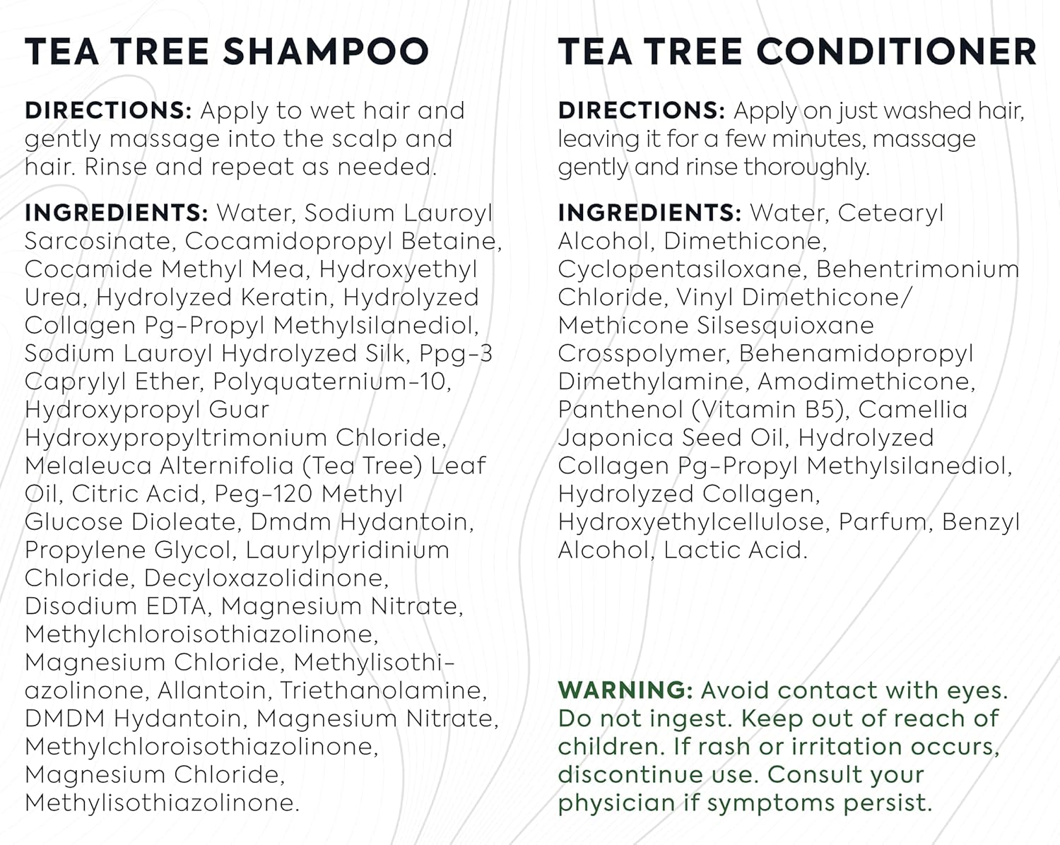 Tea Tree Oil Shampoo and Conditioner Set V11724