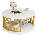 2-Tier Round Coffee Table with Storage Shelf H1369