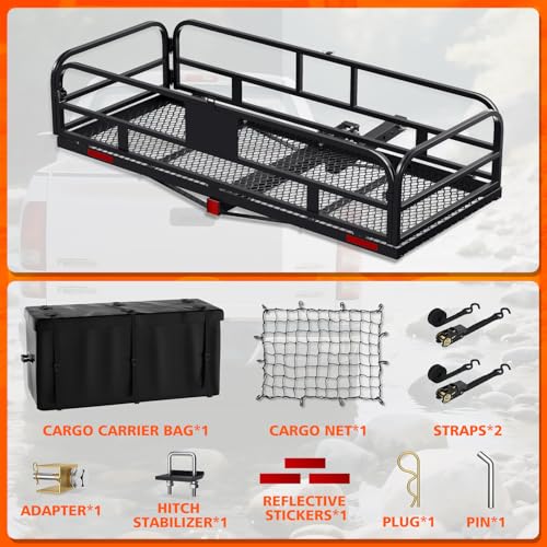 Folding 500 LBS Cargo Carrier Basket 60" x 24" x 14" for 2" Receiver D682
