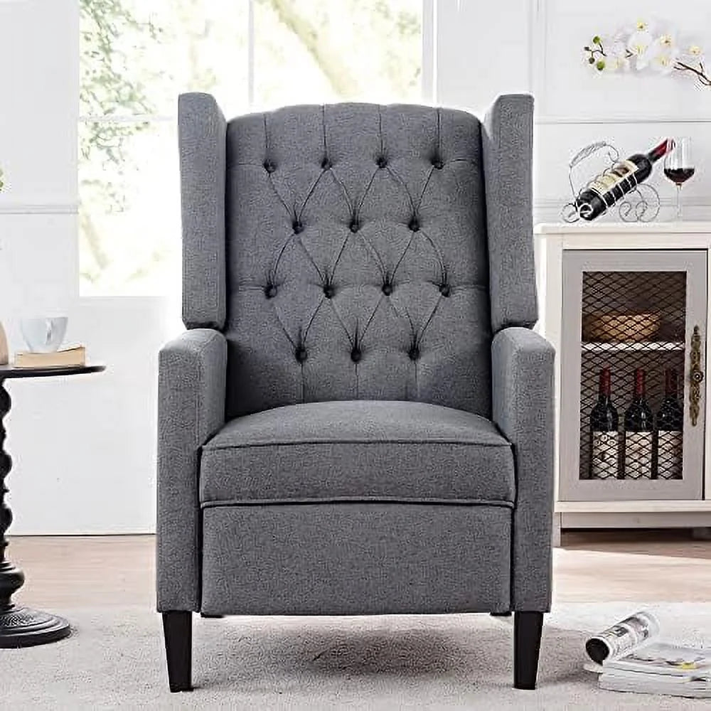 Beige Fabric Push Back Recliner Chair A64177